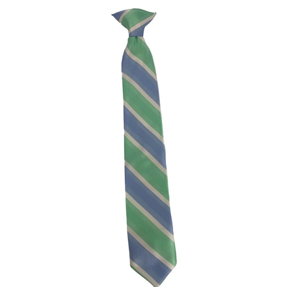 Youth Blue and Green  Clip on Tie - Picture 2 of 6